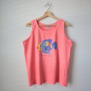 Vintage 90s Maui Neon Fish Tank Top | L